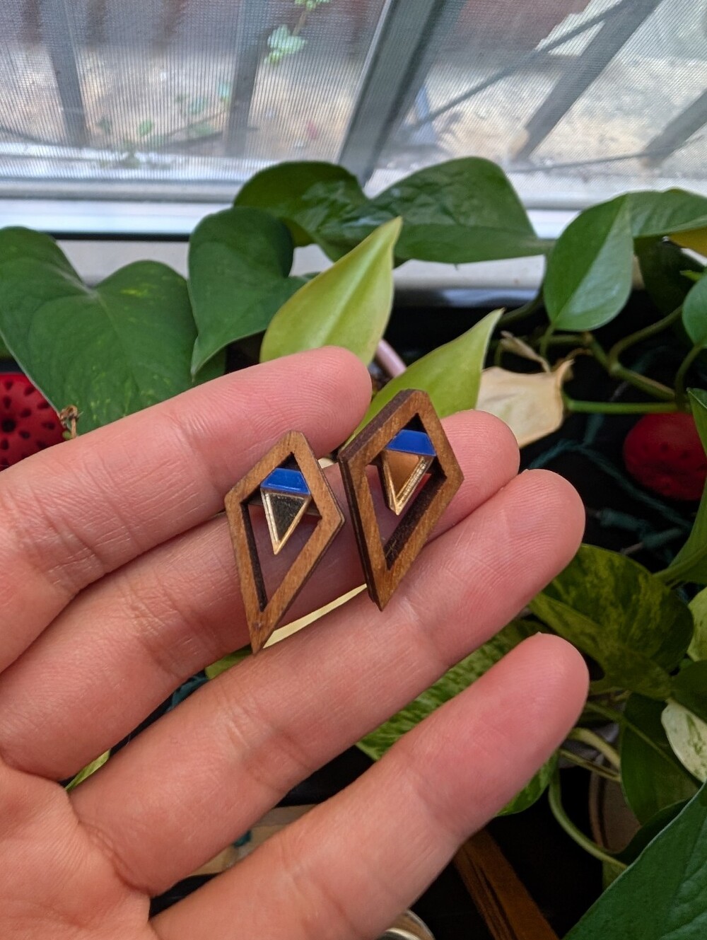 Pair Of Wooden Stud Earrings